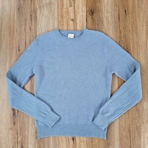 J Crew Cotton Silk Sweater Mens Medium Blue Crewneck Knit Pullover Casual Preppy